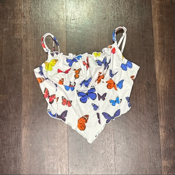 SHEIN Tops - Shein White Butterfly Top